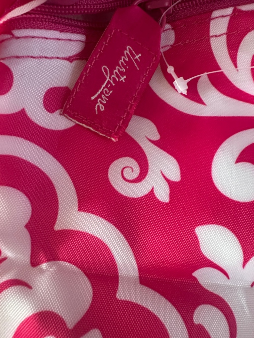 Thirty One Cinch Sac Pink Parisian Pop Floral Damask Drawstring Bag hot pink - Picture 2 of 5